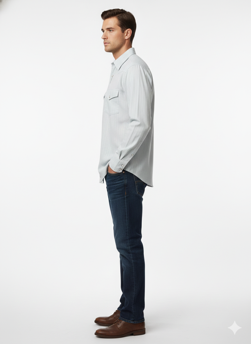 Authentic Vintage 7th Culture "Urban Utility" Powder Blue Double Pocket Shirt