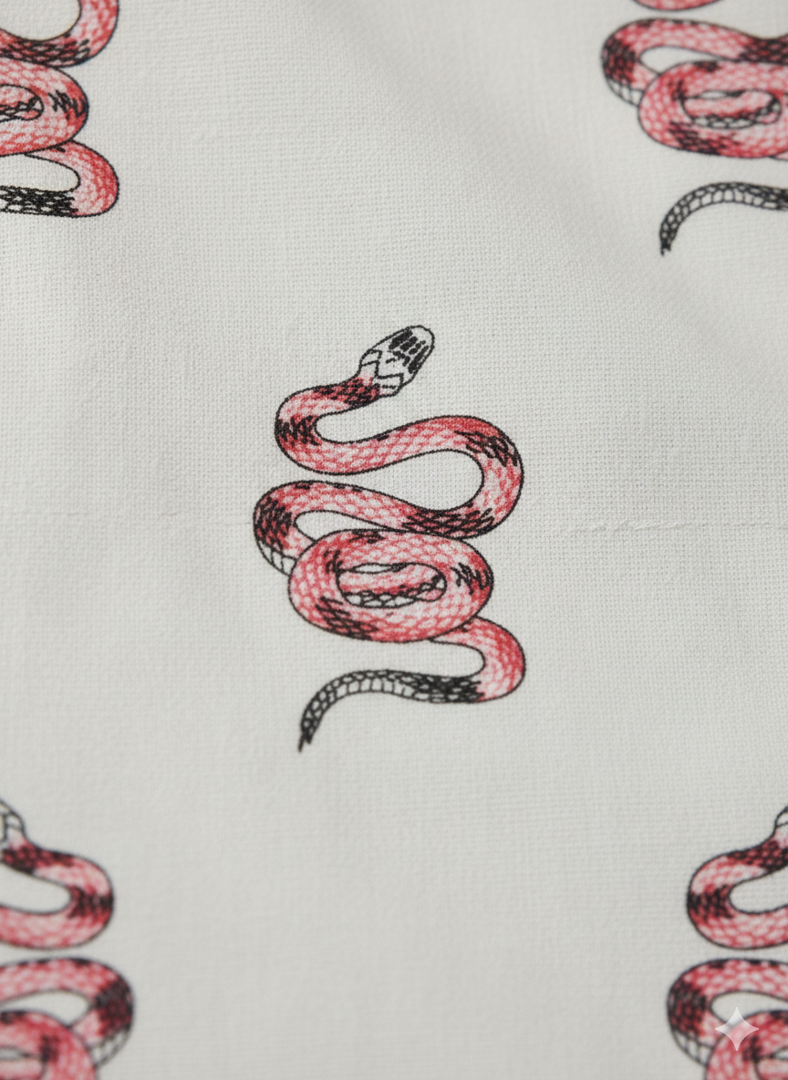 Authentic Vintage Creative Destruction "Desert Serpent" Red Snake Print Casual Shirt