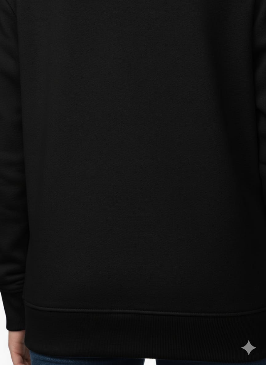 CAPSTREE Essentials: Premium Jet Black Crewneck Sweatshirt - Ultra-Soft Fleece L