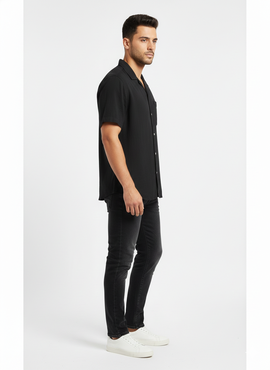 Authentic Vintage H&M Divided "Night Shadow" Relaxed Fit Black Casual Shirt