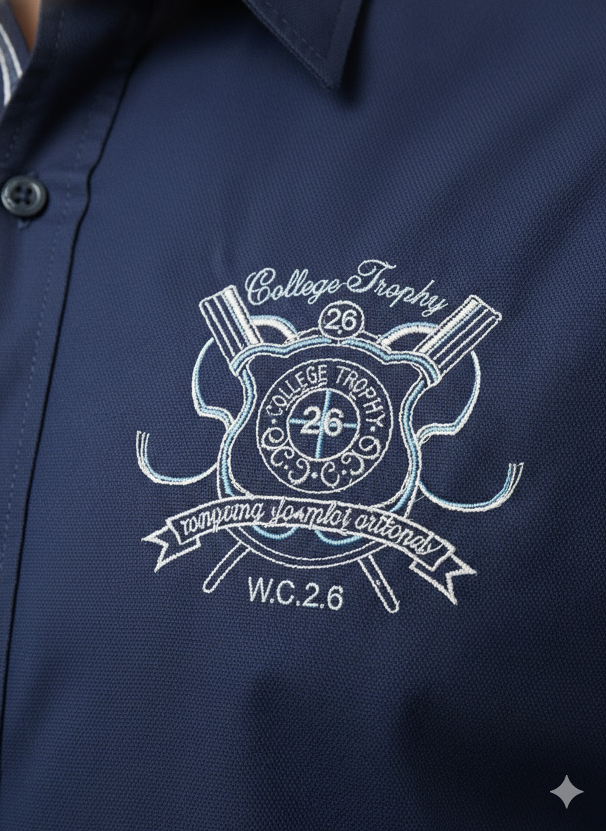 Authentic Vintage College Trophy "Naval Legend" Navy Blue Embroidered Shirt