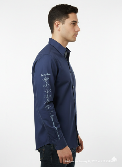 Authentic Vintage College Trophy "Naval Legend" Navy Blue Embroidered Shirt