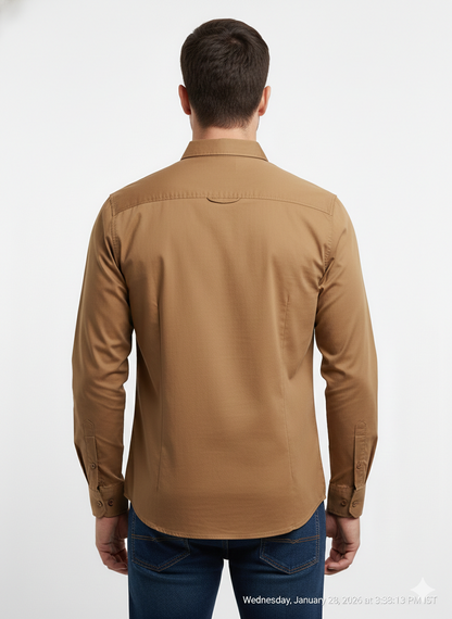 Authentic Vintage AX Collection "Earth Tone" Mustard Brown Casual Cotton Shirt