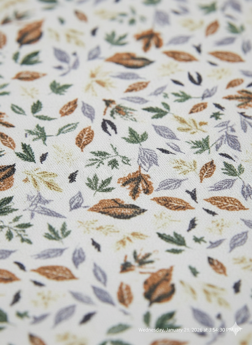 Denim & Flower Men's Multicolor Leaf Print Cotton Casual Half Sleeve Shirt