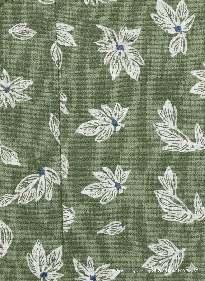 Frank And Oak Men's Green Leaf Print Premium Cotton Casual Half Sleeve Shirt