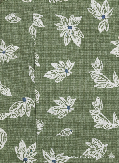 Frank And Oak Men's Green Leaf Print Premium Cotton Casual Half Sleeve Shirt