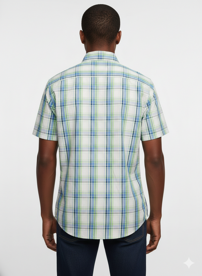 Authentic Vintage GAP "Summer Heritage" Blue & Green Plaid Check Short Sleeve Shirt