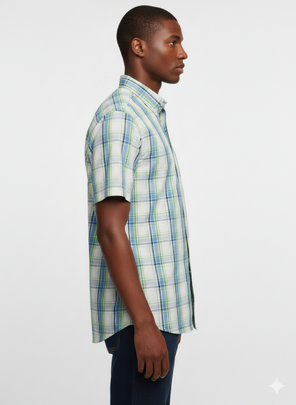 Authentic Vintage GAP "Summer Heritage" Blue & Green Plaid Check Short Sleeve Shirt