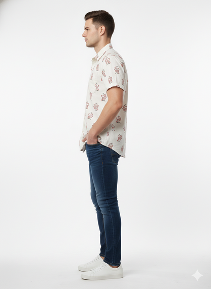 Authentic Vintage Creative Destruction "Desert Serpent" Red Snake Print Casual Shirt