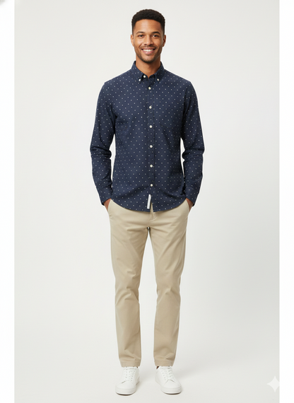 Authentic Vintage Goodfellow & Co "Midnight Speckle" Navy Polka Dot Casual Shirt