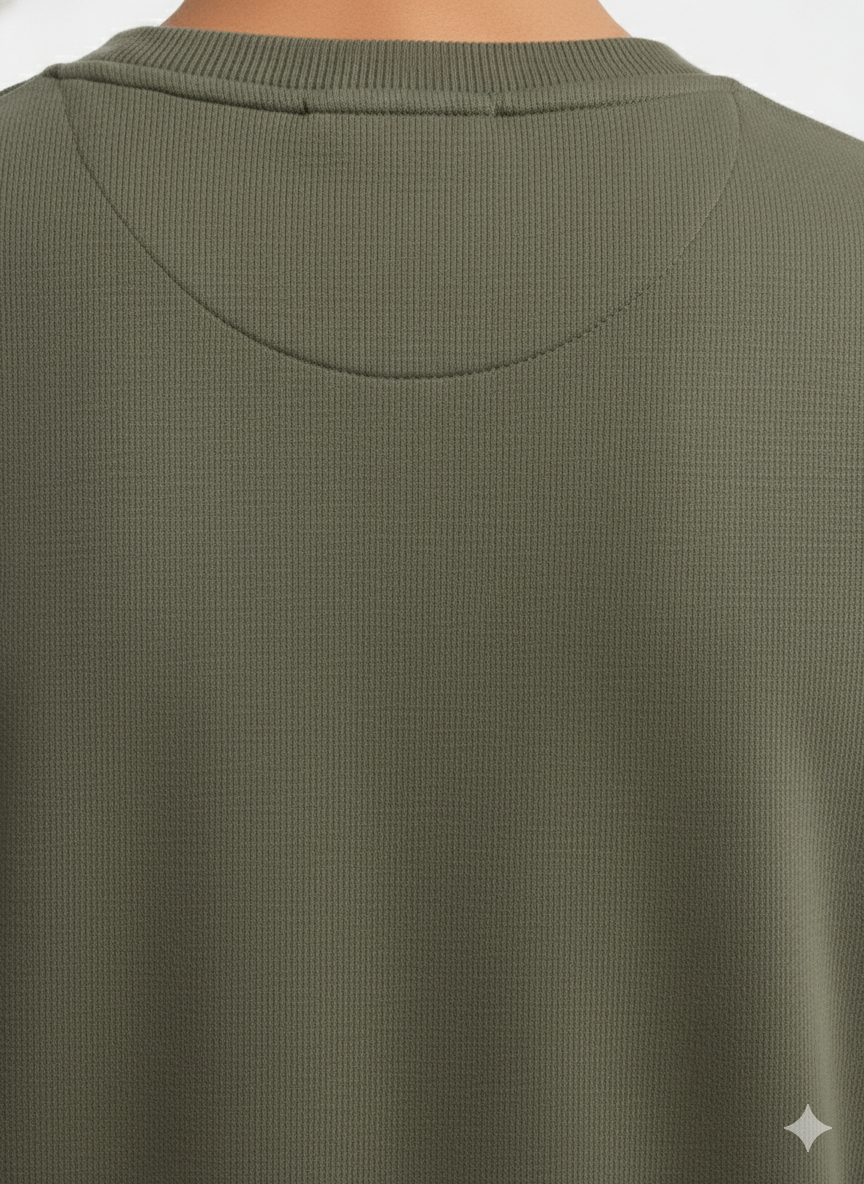Real Man Premium Cotton Fleece Sweatshirt™  – Olive Green🌪️ | Ultra-Stretch & Minimalist No-String Design