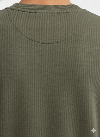 Real Man Premium Cotton Fleece Sweatshirt™  – Olive Green🌪️ | Ultra-Stretch & Minimalist No-String Design