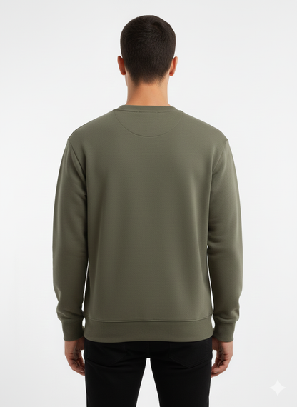 Real Man Premium Cotton Fleece Sweatshirt™  – Olive Green🌪️ | Ultra-Stretch & Minimalist No-String Design