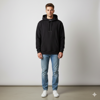 Premium Black Export Surplus Hoody 🖤 | Recycled Eco-Friendly Fabric ♻️ | Sustainable Style ✨
