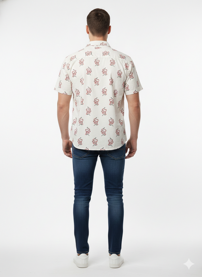 Authentic Vintage Creative Destruction "Desert Serpent" Red Snake Print Casual Shirt