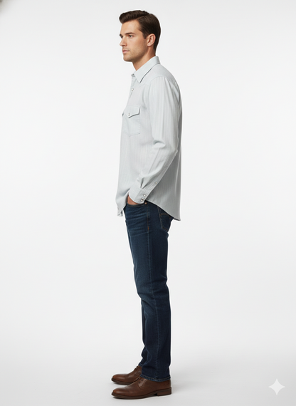 Authentic Vintage 7th Culture "Urban Utility" Powder Blue Double Pocket Shirt