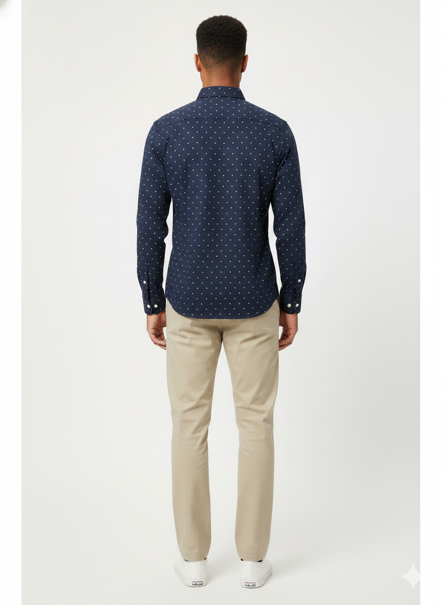 Authentic Vintage Goodfellow & Co "Midnight Speckle" Navy Polka Dot Casual Shirt