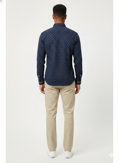 Authentic Vintage Goodfellow & Co "Midnight Speckle" Navy Polka Dot Casual Shirt