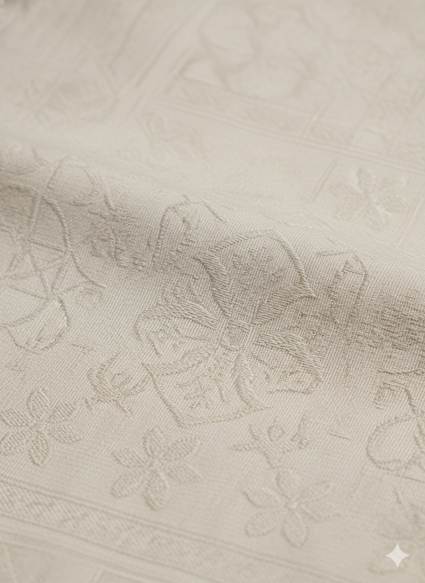 Authentic Vintage Havana Jack's Café "Island Breeze" Embossed Cream Silk-Blend Shirt