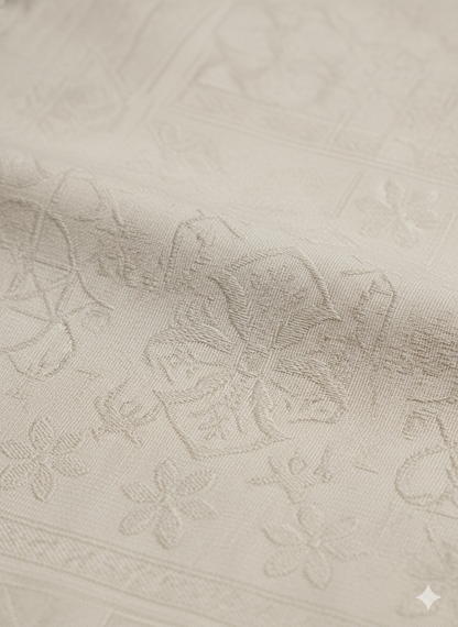 Authentic Vintage Havana Jack's Café "Island Breeze" Embossed Cream Silk-Blend Shirt