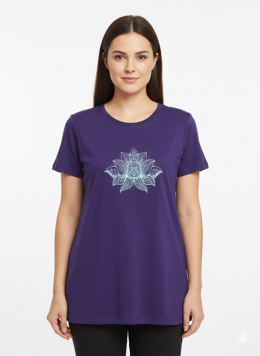 Van Heusen Woman Royal Blue Printed Lounge Tee 🌸 | Ultra-Soft Cotton Modal T-Shirt | Style #55407