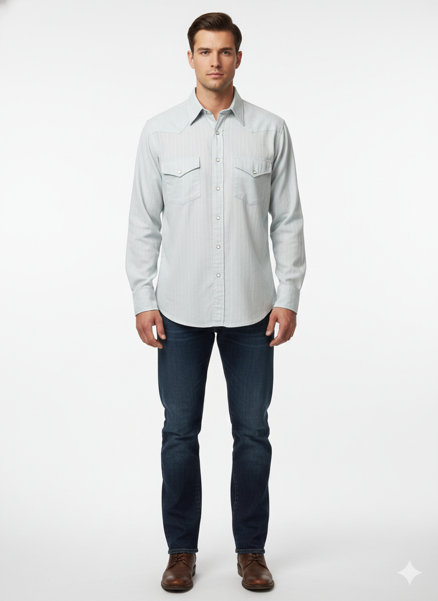 Authentic Vintage 7th Culture "Urban Utility" Powder Blue Double Pocket Shirt