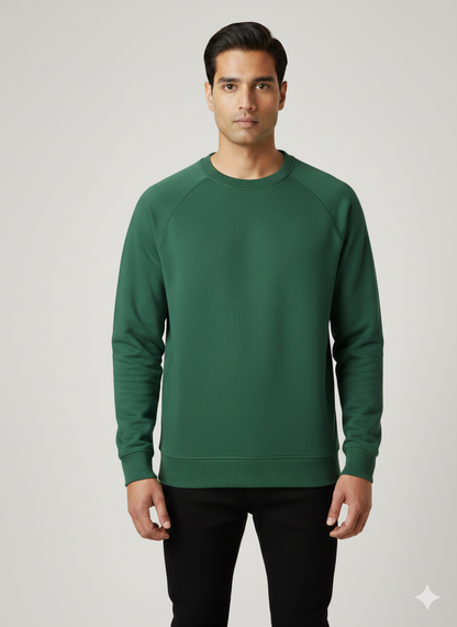 Real Man Premium Cotton Fleece Sweatshirt™  – Olive Green🌪️ | Ultra-Stretch & Minimalist No-String Design