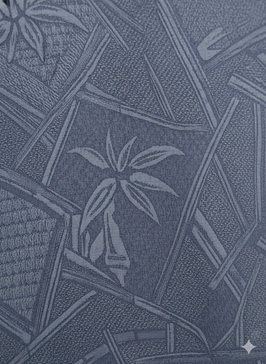 Authentic Vintage Jamaica Jaxx "Authentic Island Style" Embossed Silk-Blend Blue Shirt