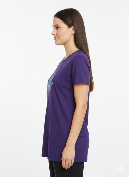 Van Heusen Woman Royal Blue Printed Lounge Tee 🌸 | Ultra-Soft Cotton Modal T-Shirt | Style #55407