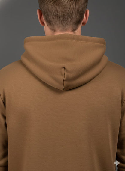 CAPS TREE Men’s Essential Comfort Hooded Sweatshirt – Earthy Tan (Cotton-Poly Blend)