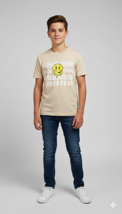 Eighty Eight Premium Beige "GET REKT" Monster Truck Graphic T-Shirt - Urban Streetwear Edition
