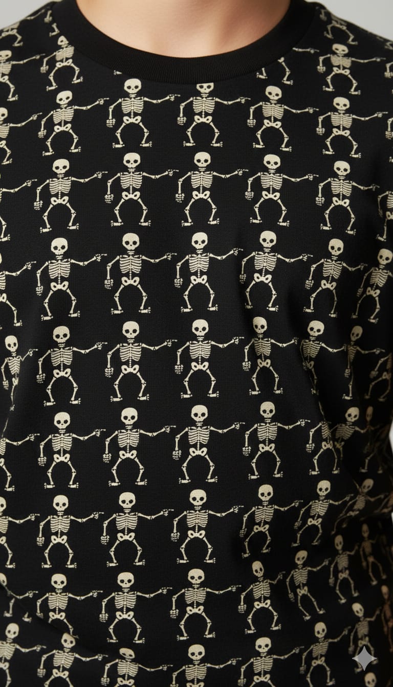 Eighty Eight Premium Black "Skeleton Squad" All-Over Graphic T-Shirt - Urban Streetwear Edition