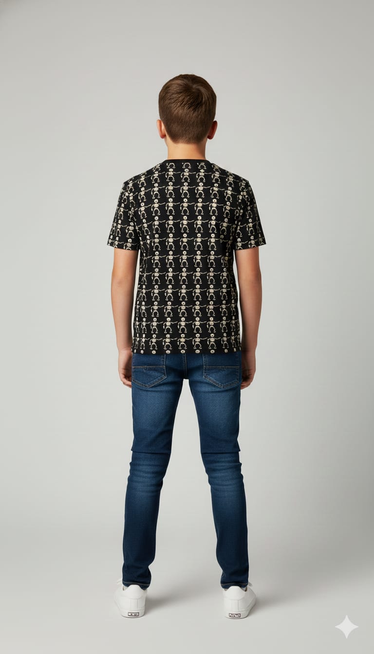 Eighty Eight Premium Black "Skeleton Squad" All-Over Graphic T-Shirt - Urban Streetwear Edition