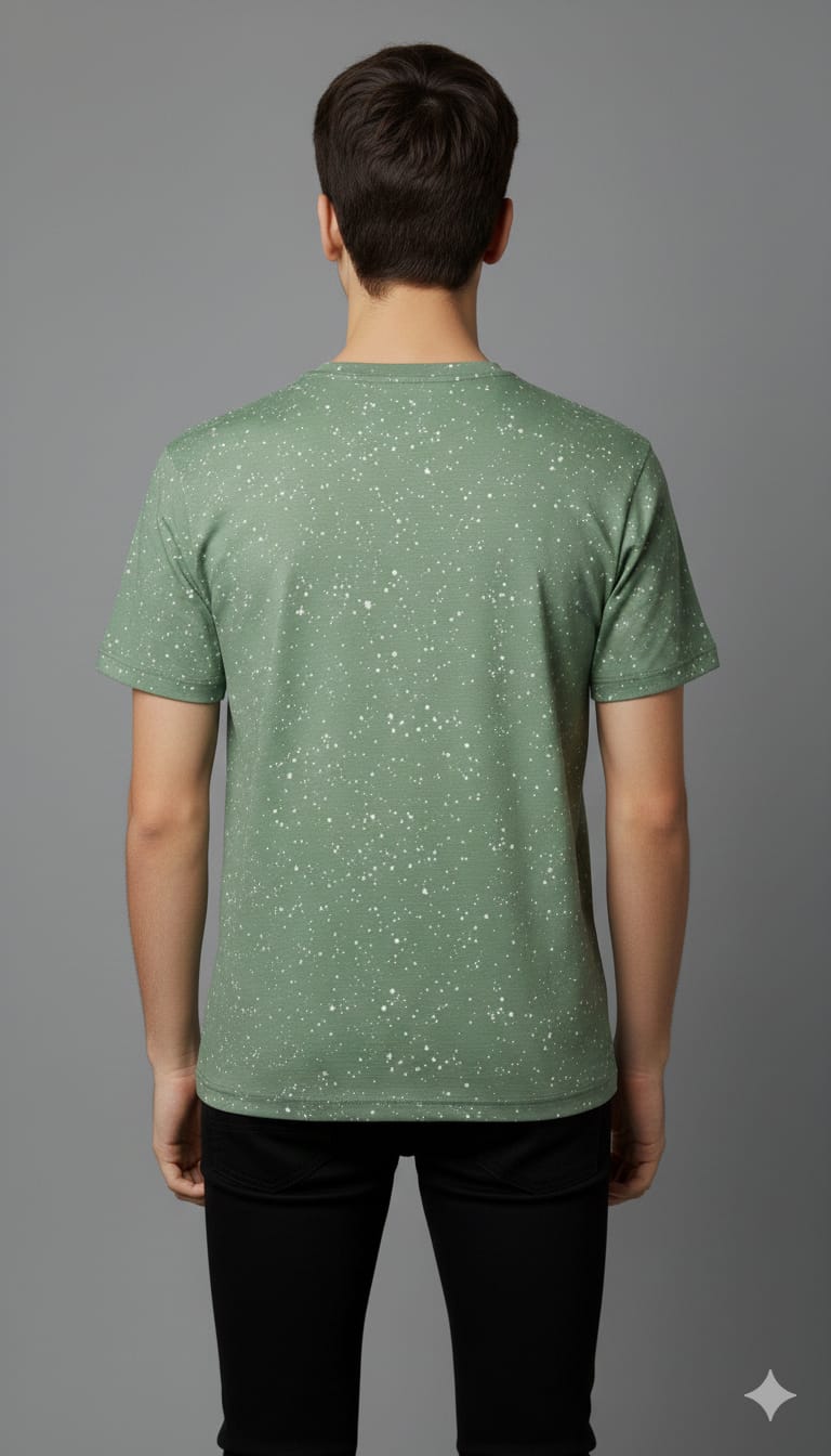 CAPSTREE Premium Men's NASA Printed Cotton T-Shirt - Sage Green Melange