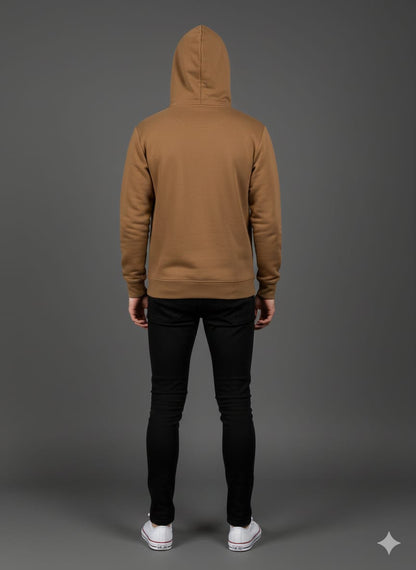 CAPS TREE Men’s Essential Comfort Hooded Sweatshirt – Earthy Tan (Cotton-Poly Blend)