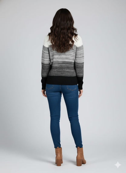 KOBANUL™ Signature Ombre Knit Sweater – Monochrome Vintage Edition