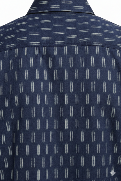 Authentic Vintage 21 Men "Azure Tribal" Geometric Ikat Print Cotton Shirt