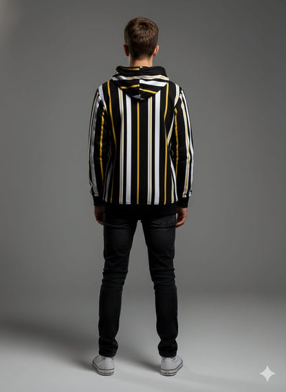 Premium Striped Urban Hoodie – Black & Gold Edition (by Ricky Singh)