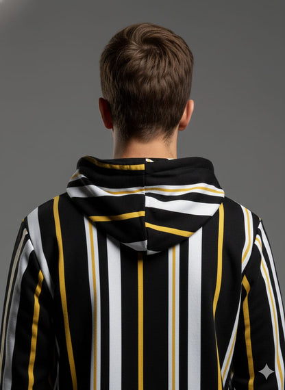 Premium Striped Urban Hoodie – Black & Gold Edition (by Ricky Singh)