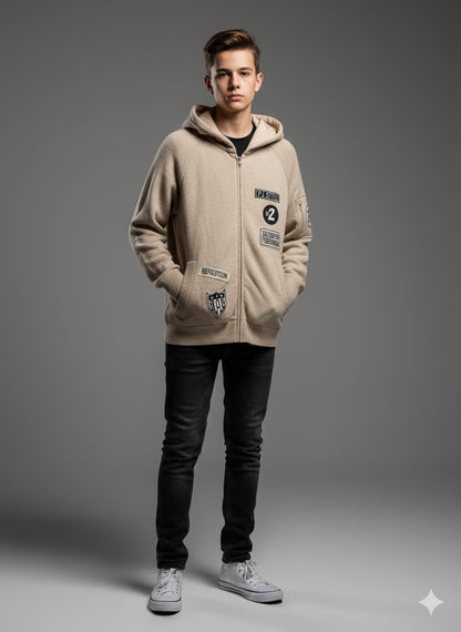 Plastic Island Men’s Tech-Knit Hybrid Hoodie – Dark Charcoal Grey